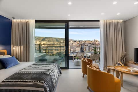 Top Airbnb: 2 Hot Tub * 2 Bedrooms ESTER Acropolis Penthouse in ΚΑΛΛΙΡΡΟΗΣ