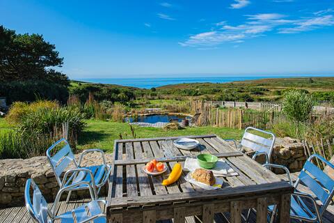 Small thatched cottage facing the ocean!