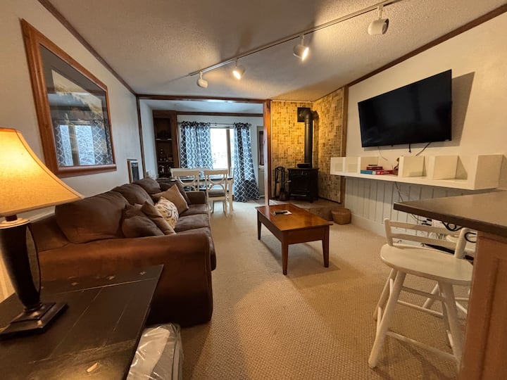 Sala de estar con bar y comedor