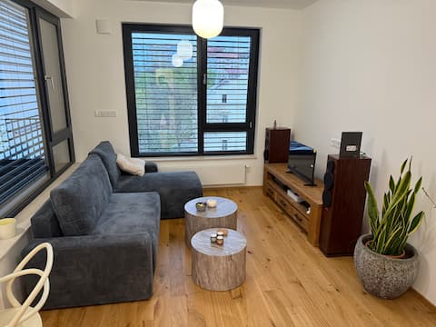 Top performing Airbnb: Modern apartment with parking, 10 mins to centre in Nusle
