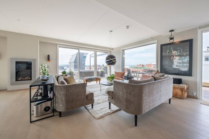 Unik toppleilighet, privat parkering, Gamle Oslo