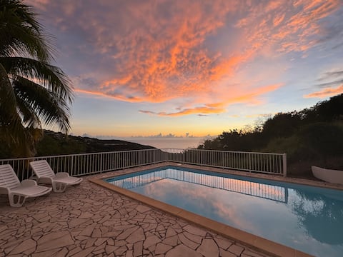 Villa Akasha - Pool and Caribbean Sea View