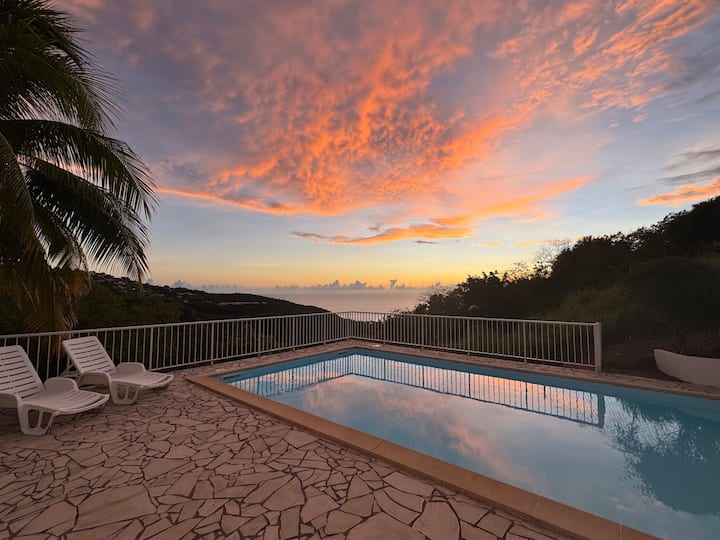 Villa Akasha - Pool and Caribbean Sea View