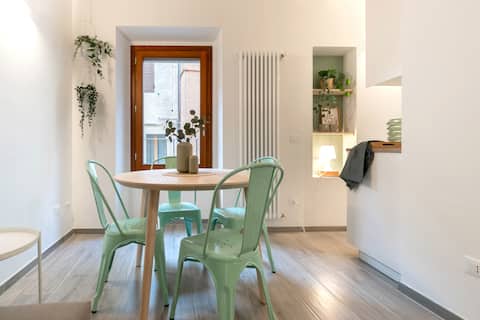 The sage green apartment