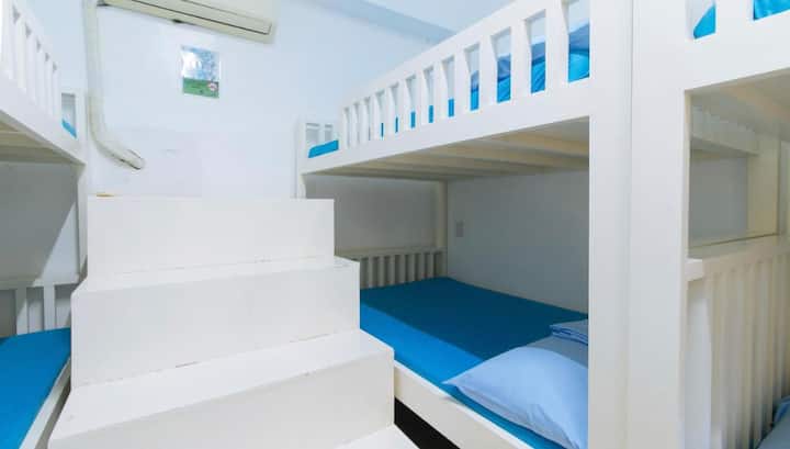 Este es el dormitorio 1, totalmente climatizado e ideal para un máximo de 10 personas, con un baño privado donde puedes ducharte y usar el inodoro.


Nota: Por favor, traiga utensilios de cocina y vajilla y todos los artículos personales (toallas, jabón, champú, etc.)