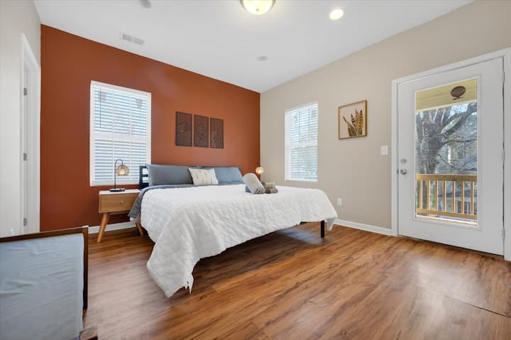 Master bedroom features a King-sized bed