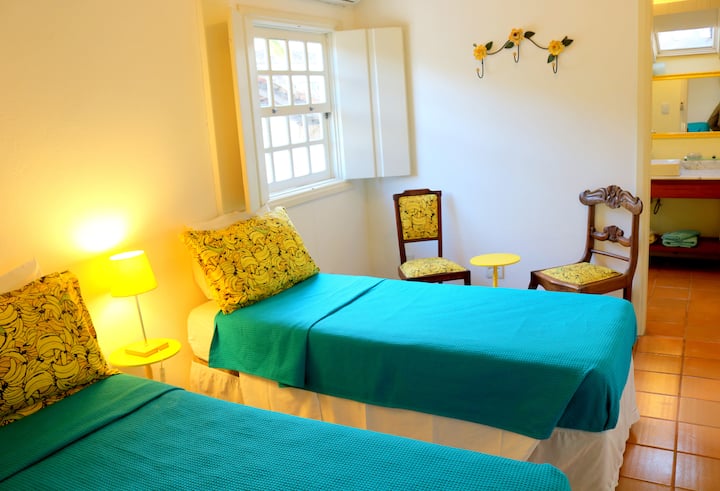 The 2 single beds can be converted into 1 double bed. Please let me know in advance if you need to.