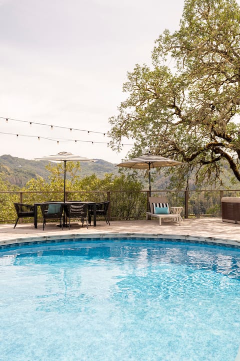 Indoor outdoor expansive views above valley-pool!