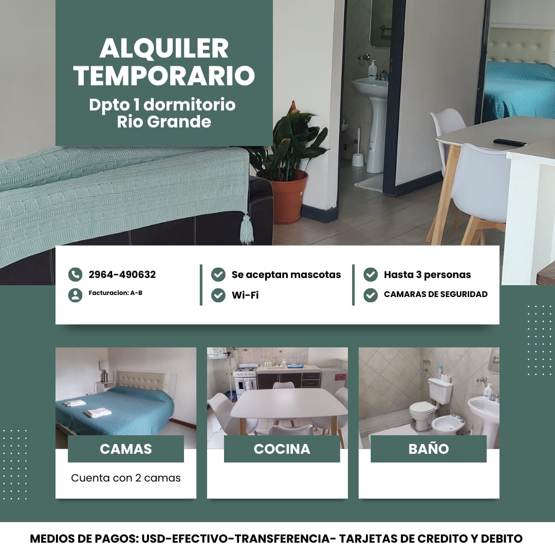 A bright living space is shown, featuring a spacious couch and a coffee table. The dining area includes a simple table and two chairs. An equipped kitchen is visible, showcasing essential appliances. A cozy sleeping area with two beds is also included, alongside a neat bathroom.