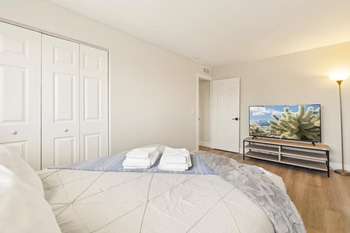 Upstairs bedroom with plenty of closet and storage space.  Large flat screen tv included.