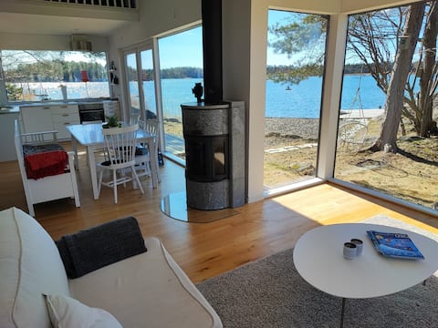 Top Airbnb: Modern house on a sea plot with private jetty, secluded location in Södertälje