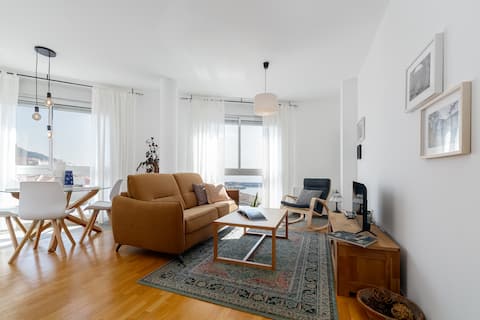 With parking and ocean views