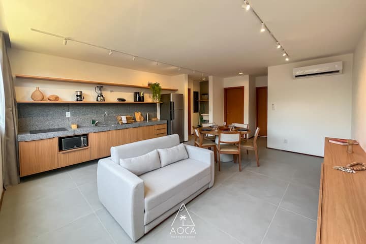 Flat Pistachio Em Condo Resort A 50 Metros Do Mar - Japaratinga