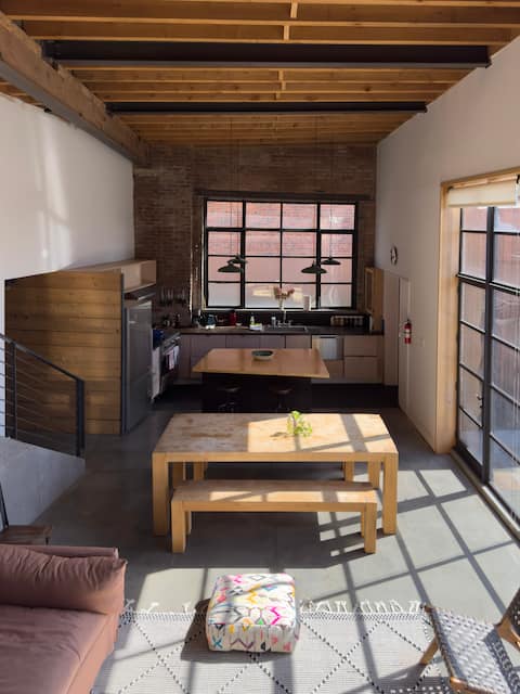 Modern Loft with Wood Stove, River Views, Walkable