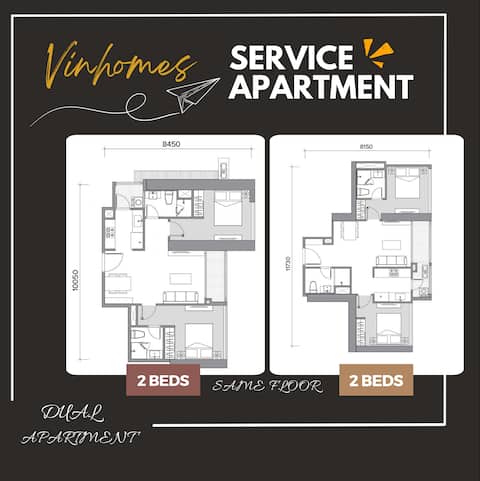 Dual Apt/2BEDs+2BEDs/Same Floor/ Vinhomes Skylake