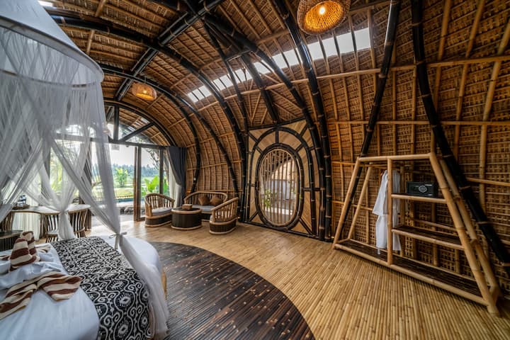 1br Bamboo House - Private Pool + Rice Field View - Ubud