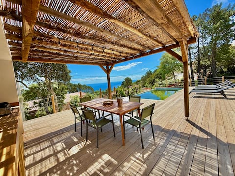 New House with Sea View & Pool