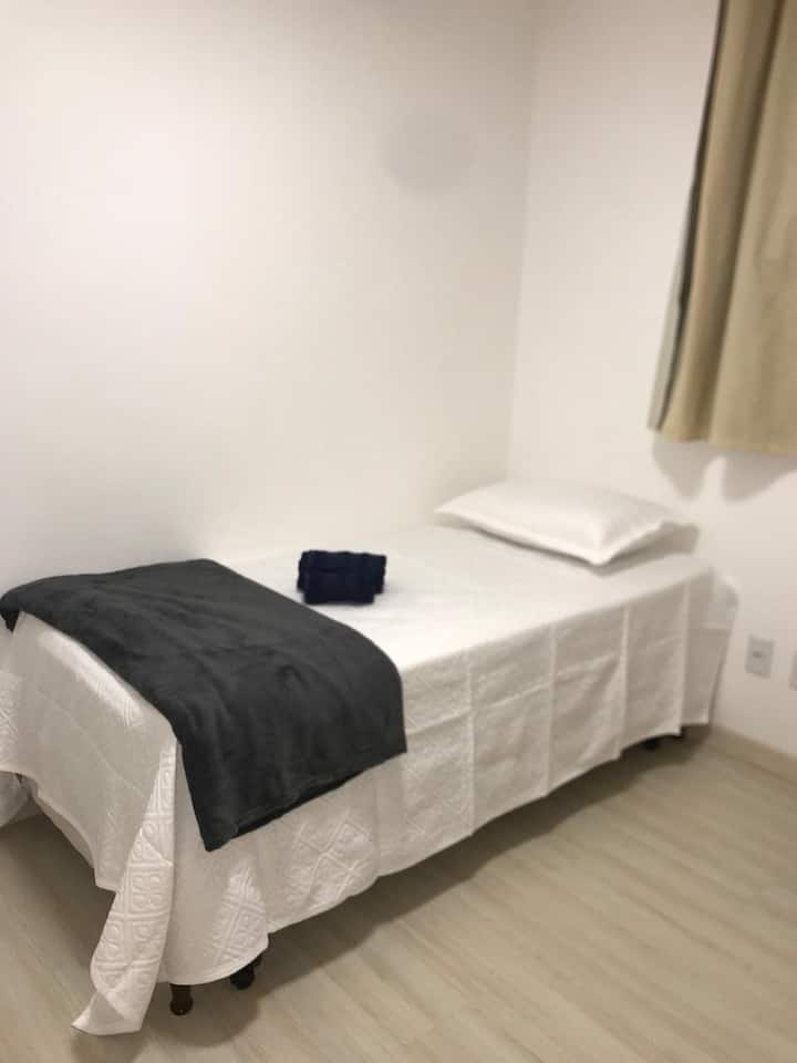 Twin Bed with privacy and lock on the doors.