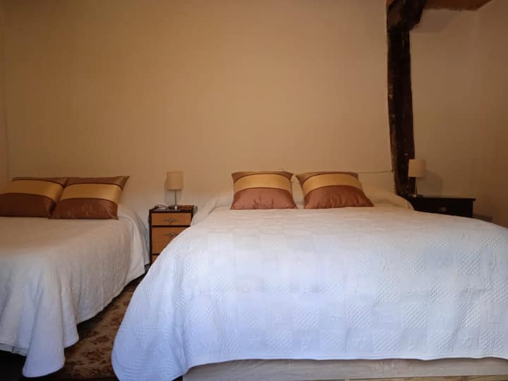 Velika soba, iako je pod blago nagnut, kreveti su calazadas i novi kreveti i madraci 