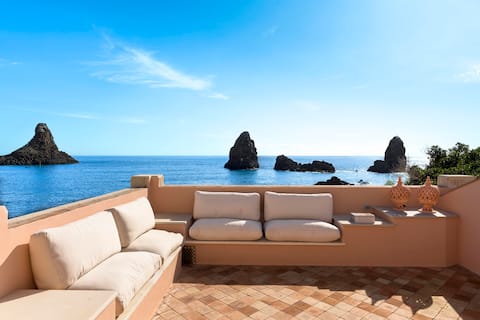 Waterfront villa with hot tub