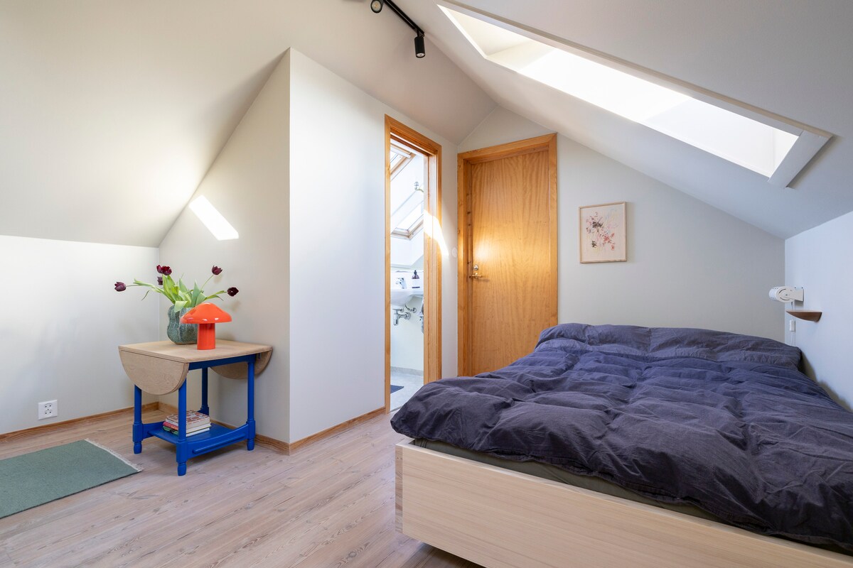 Izba pre hostí s manželskou posteľou a vlastným WC.