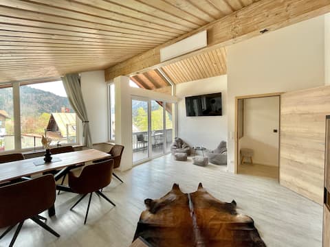 Spacious apartment with panoramic views of the Alps