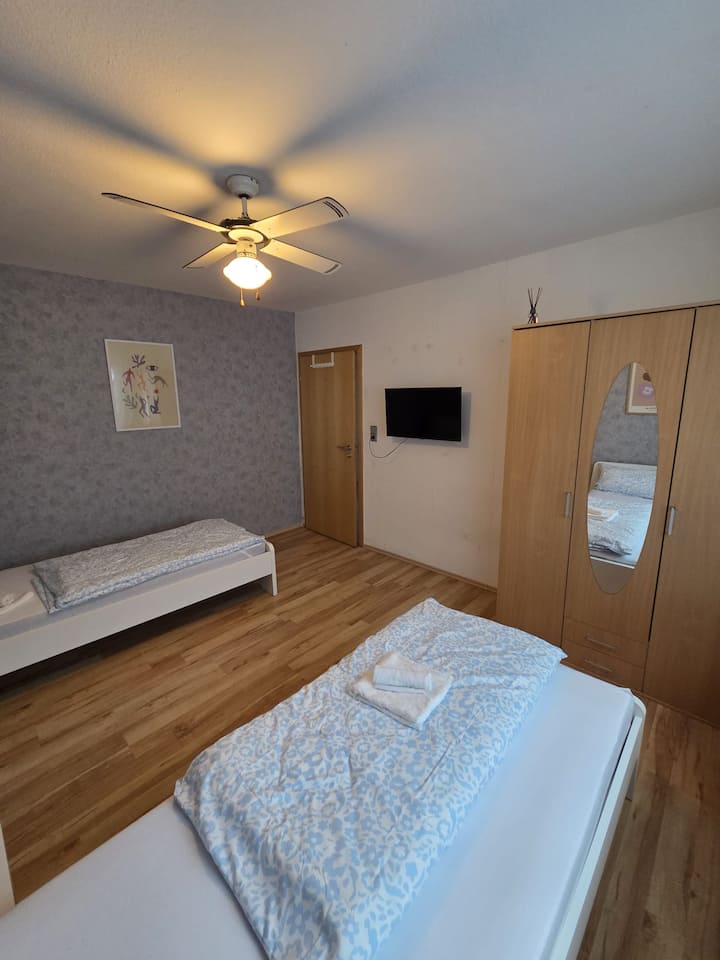 Camera con 2 letti singoli e TV