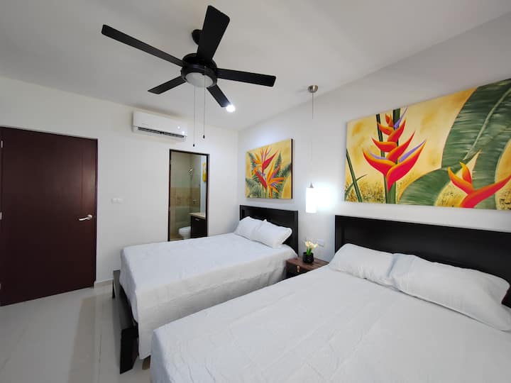 ห้องพร้อมเตียงคู่และห้องน้ำส่วนตัว