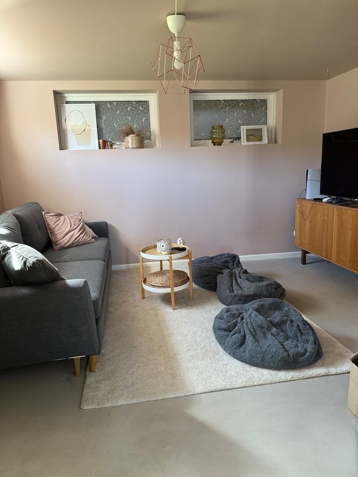 Sala de estar con sofá cama.