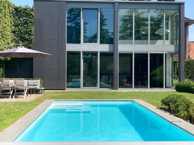 Modern house w pool,near Ghent,2-8p