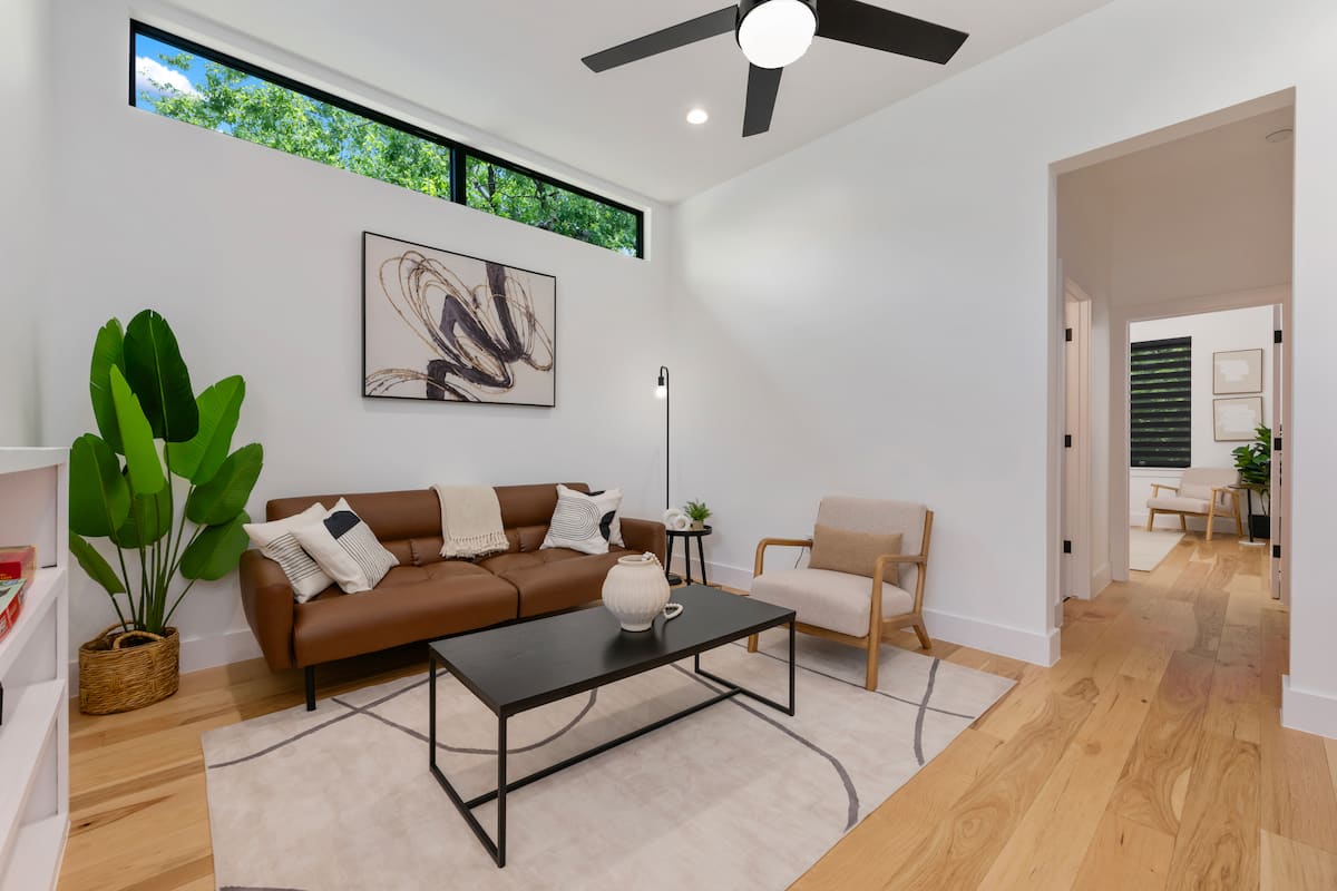 Second living room with leather sofa