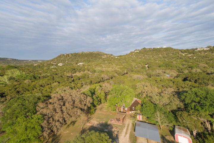 Looking back at the hills behind the cabin.