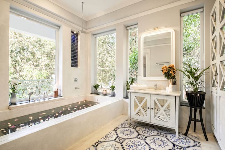 ✨Soak in the quiet luxury of nature and light, where every bath feels like a serene escape✨