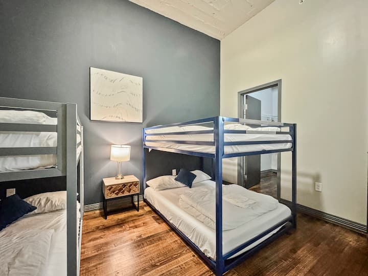 Spacious bunk room designed to comfortably accommodate additional guests, making it perfect for larger groups.