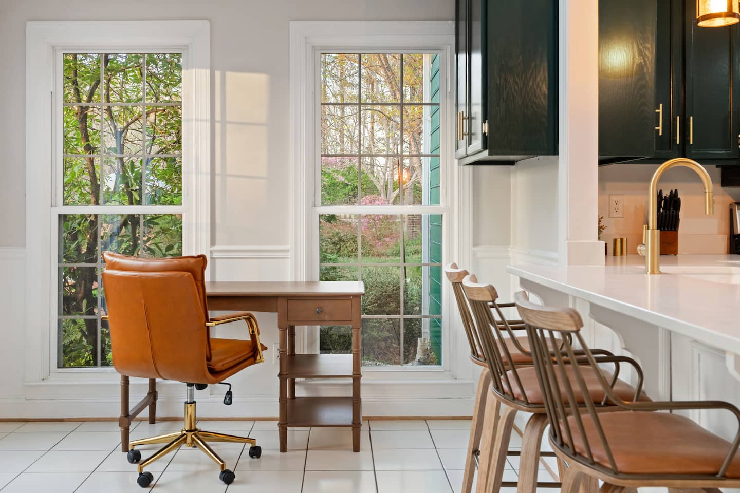 Kitchen nook with desk and window seating