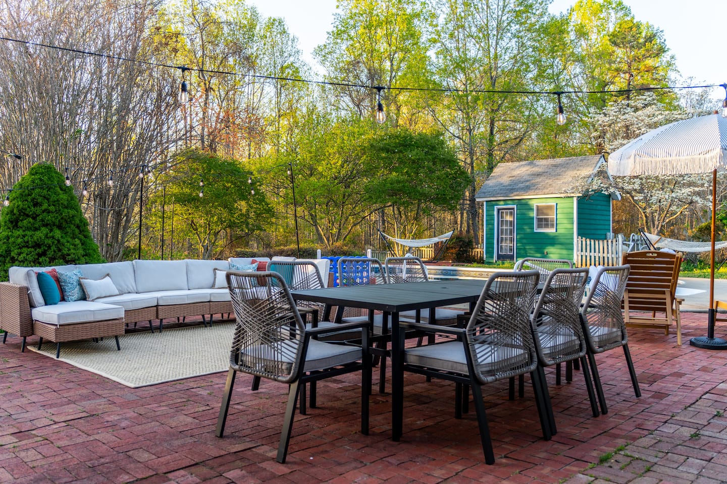 Outdoor sectional lounge on the patio