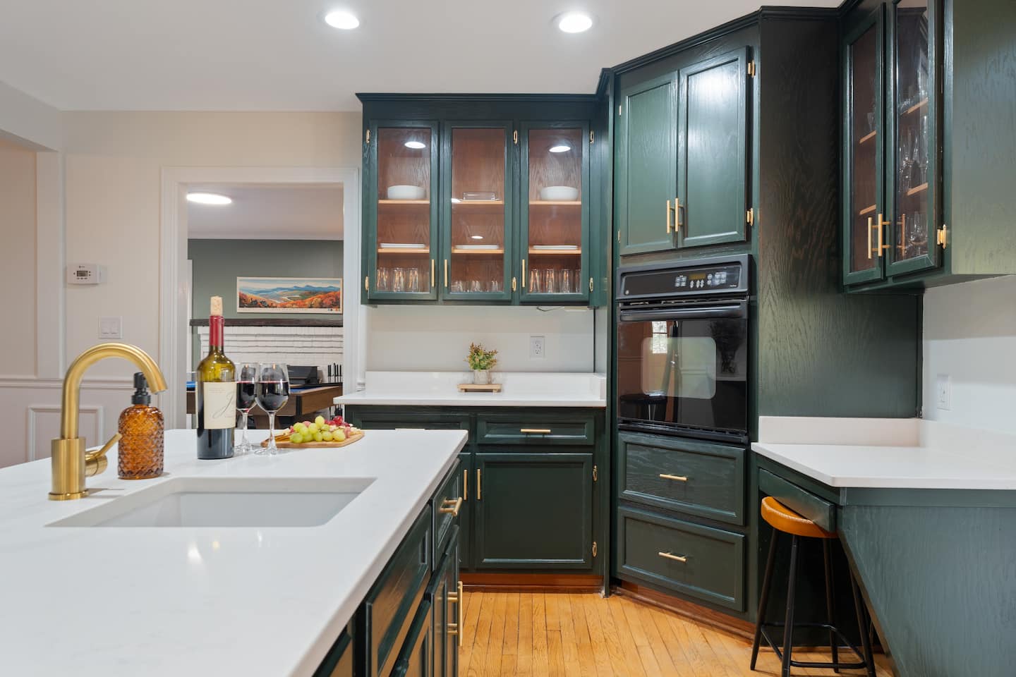 Kitchen prep area with built-in coffee station