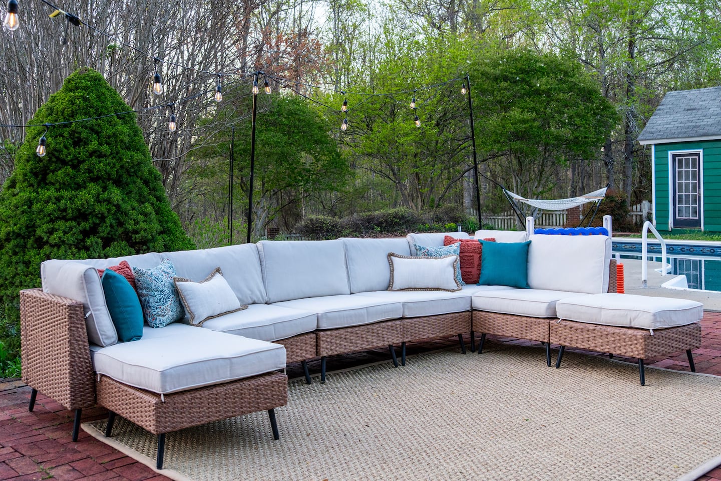 Outdoor sectional with string lights