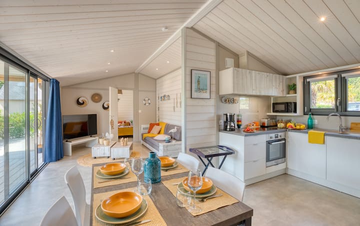 Chalet Deux Chambres Camping Bois Pastel - Cancale
