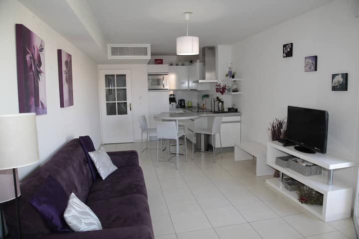 Meublé Climatisé 2 Pièces Balcon - 6min Plages - Antibes