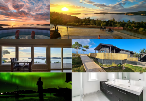 Panorama view, hot tub, modern 4 bedroom cabin.