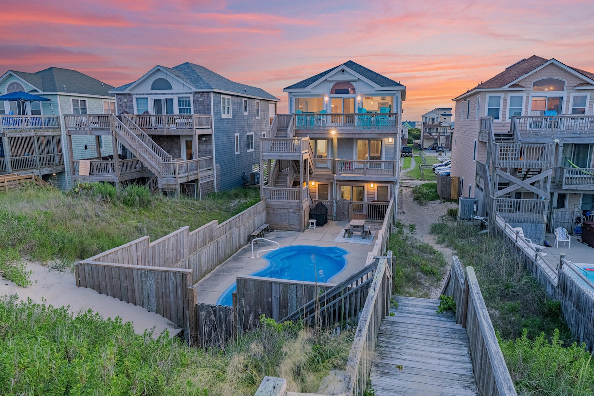 Salty 7 | Fireplace + Oceanfront in Nags Head NC