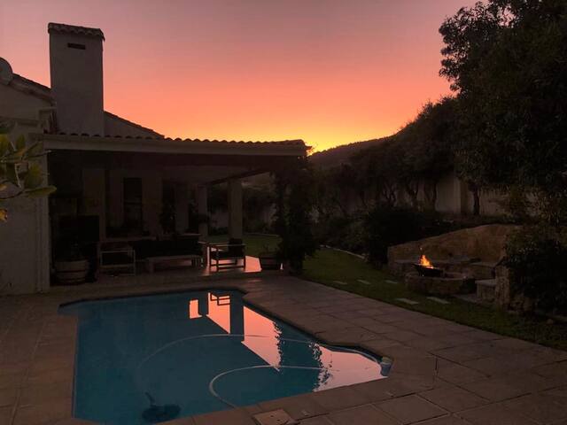 Mountain views and swimming pool