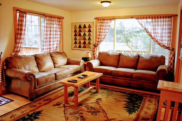 Obývacia izba s inteligentnou televíziou Roku a plynovým krbom