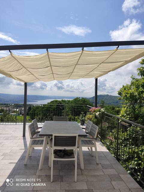 Terrace with stunning lake view.