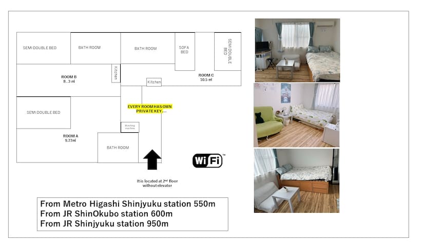 4mins from the station /Shinjyuku area /3 rooms