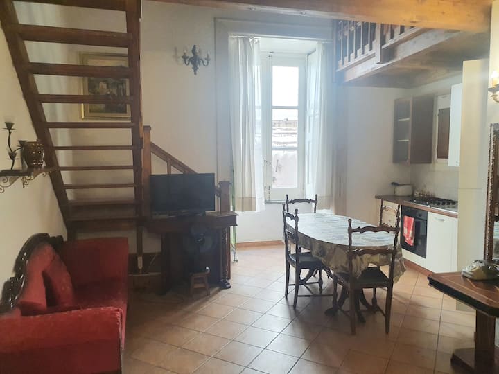 Downstairs: view of the apartment, left side, after you get in.