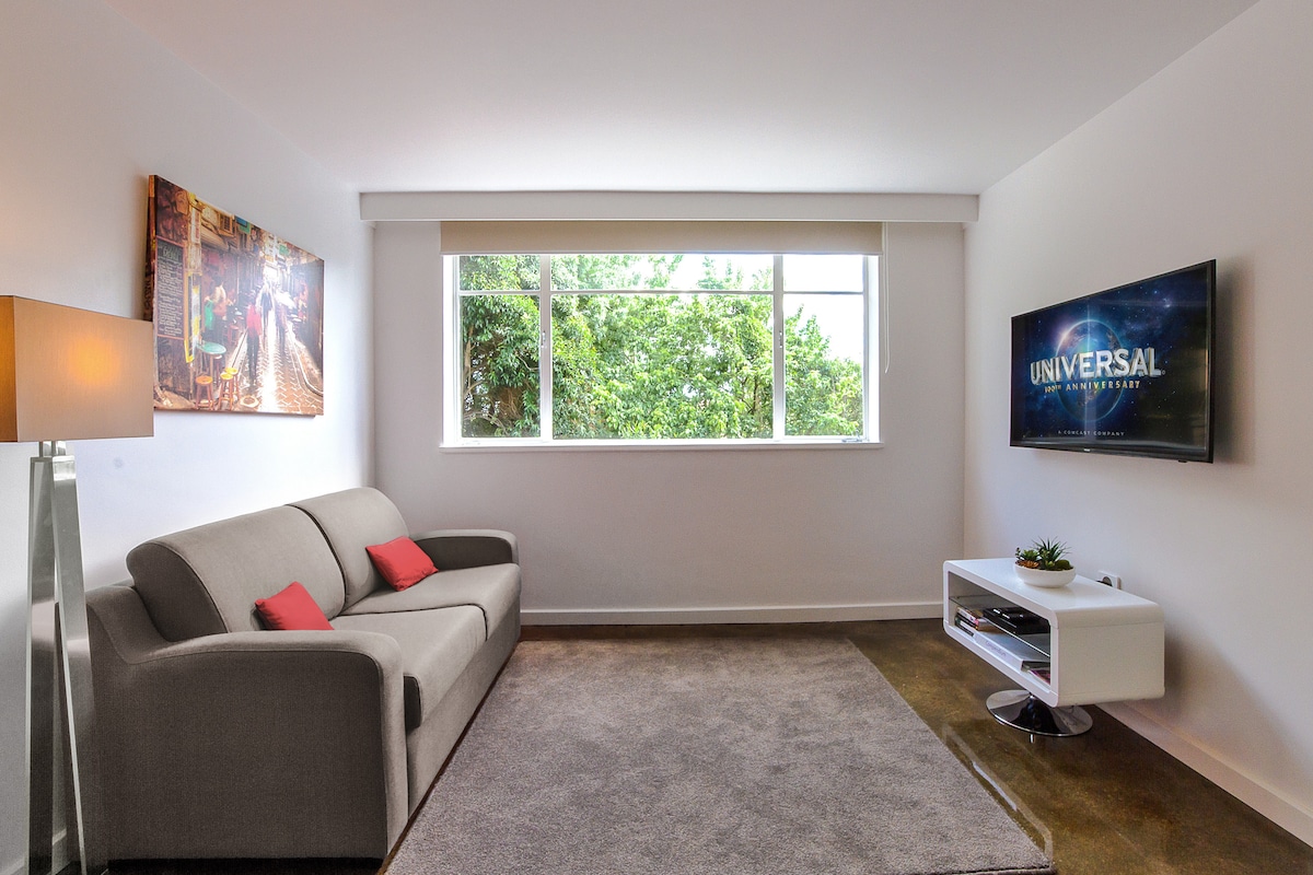 Luminoso y luminoso departamento de planta abierta con todos los accesorios nuevos