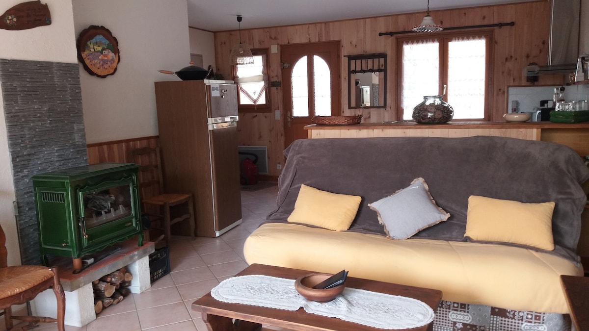 Salónik s kuchynským kútom v pozadí