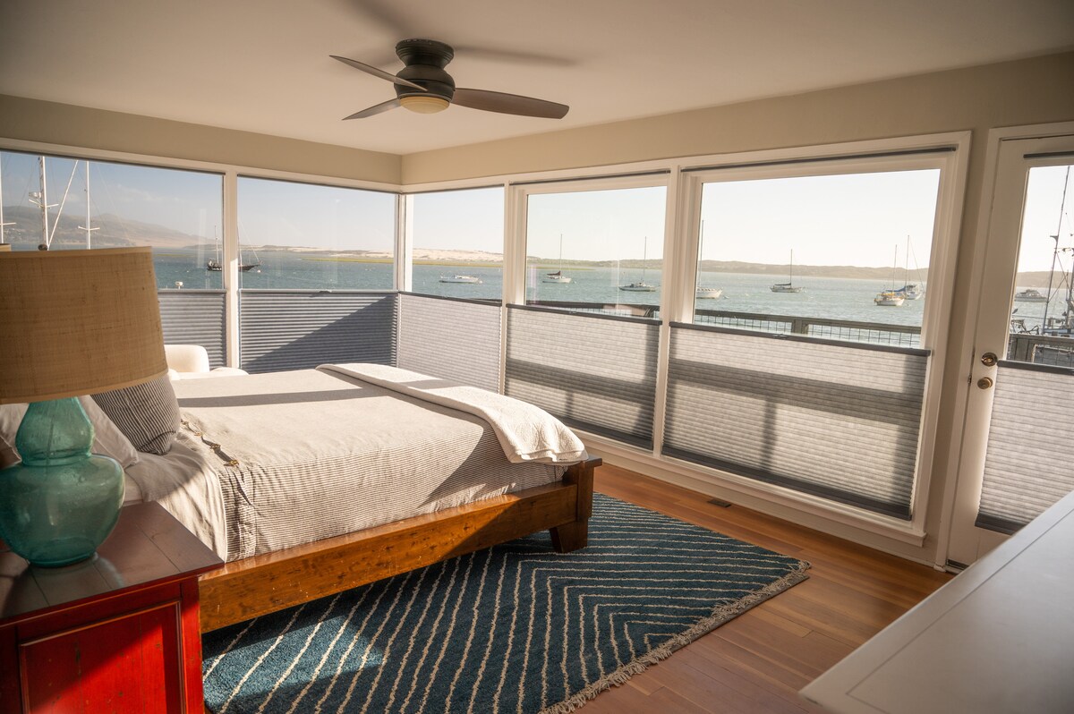 This master bedroom is incredibly spacious with the most spectacular  view of Morro Bay! This view is the perfect view for romance! Come and snuggle and enjoy all that awaits!